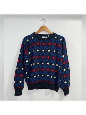 Vtg Colorful Geometric Dad Sweater Size‎ Medium
